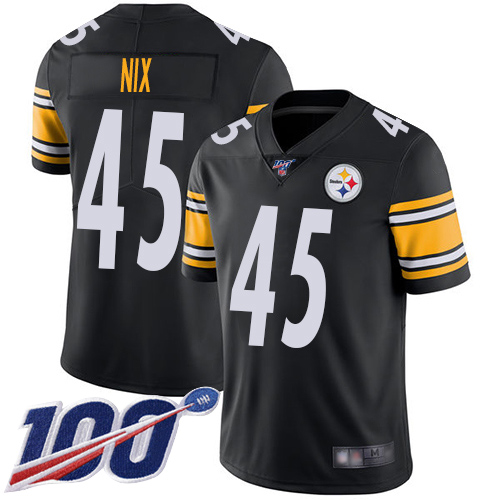 Men Pittsburgh Steelers Football #45 Limited Black Roosevelt Nix Home 100th Season Vapor Untouchable Nike NFL Jersey->women nfl jersey->Women Jersey
